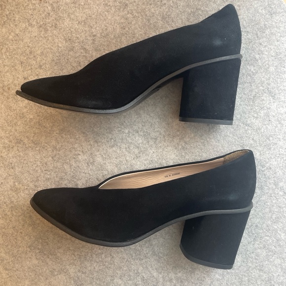COS Black Suede Block Heels Size 39 - Picture 6 of 10